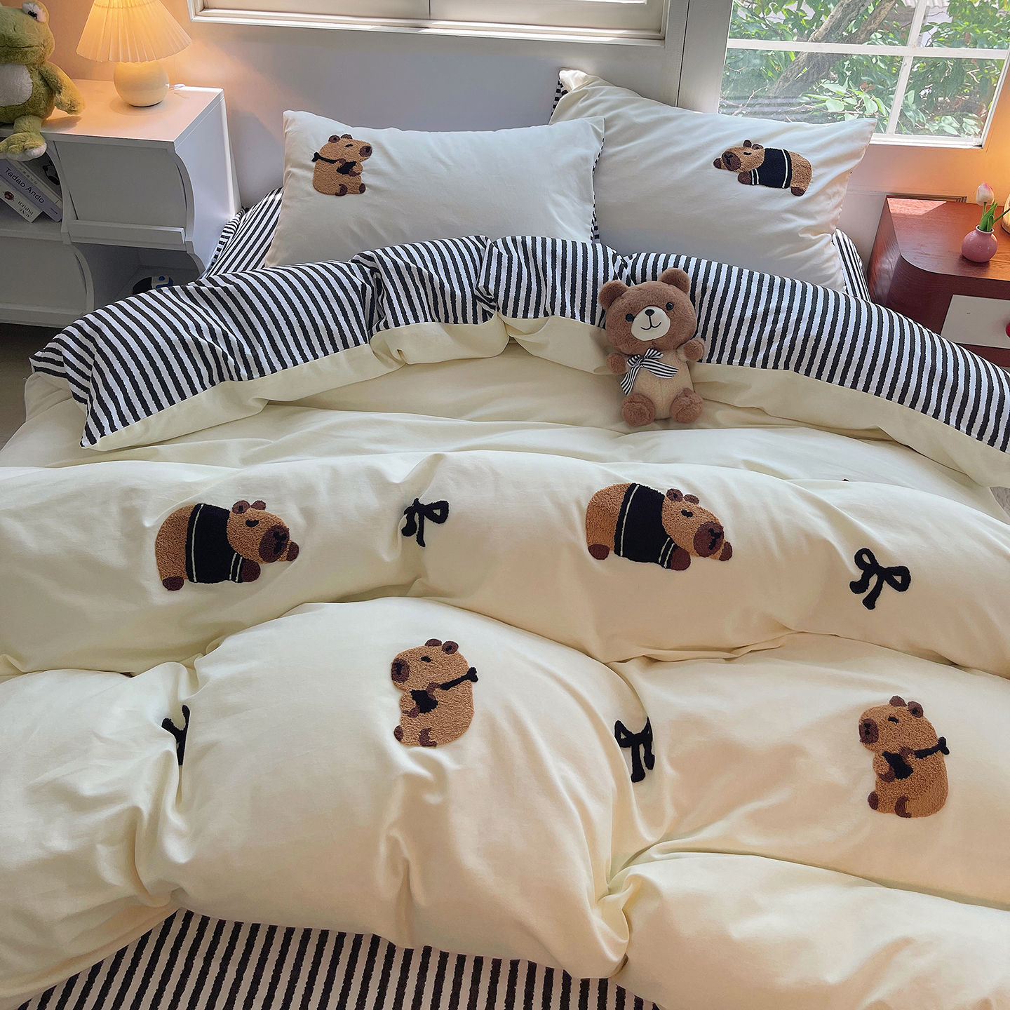 2025新款全棉磨毛卡通满版绣加厚纯棉四件套米兜系列