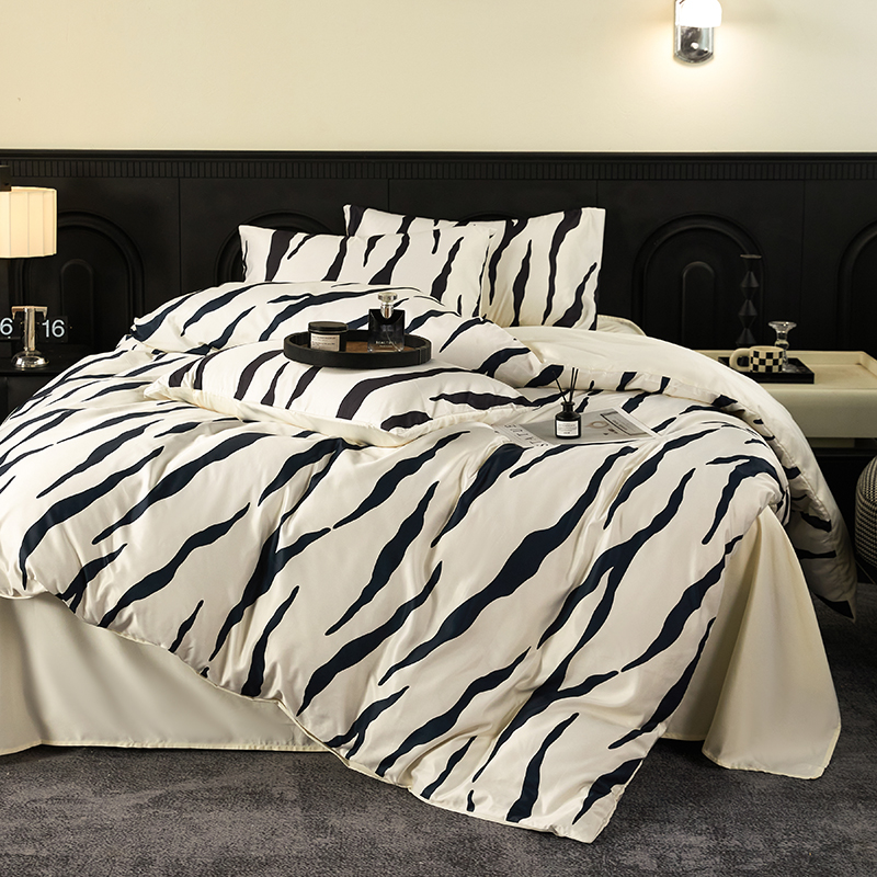 2026新款轻奢简约冰丝四件套水洗真丝单被套