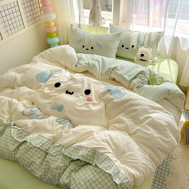 26年新款超柔公主花边毛巾绣四件套学生季三件套