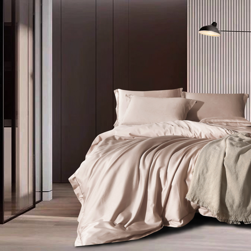 2022新款-100支匹马棉纯色埋线款四件套 床单款四件套1.8m（6英尺）床 粉末白