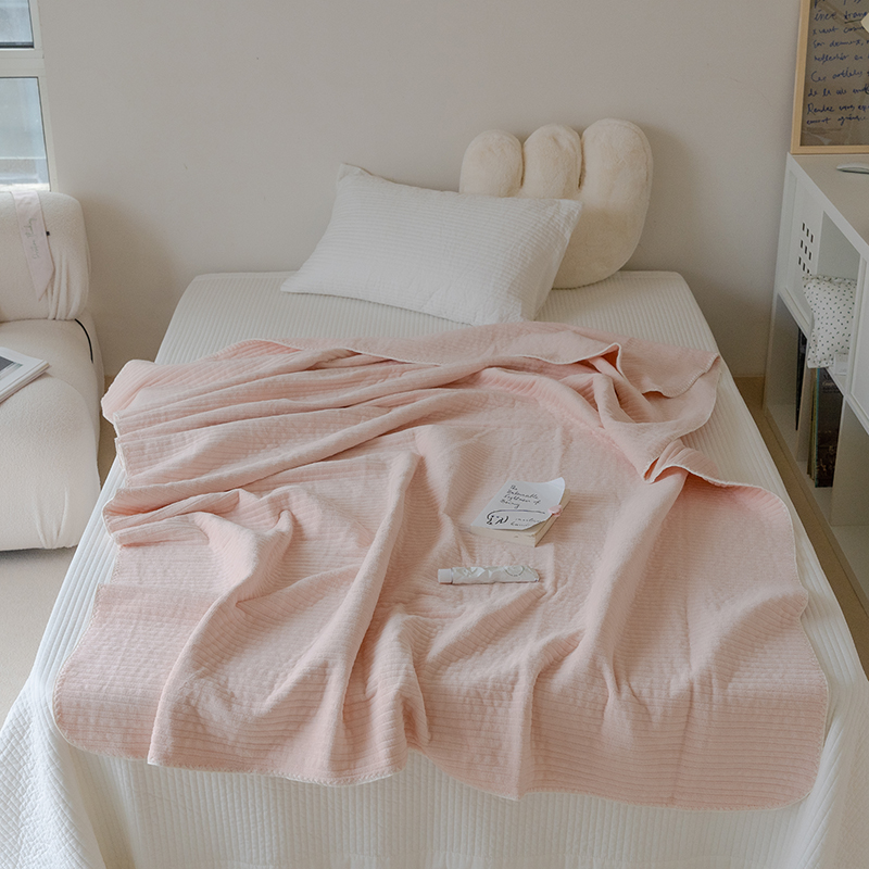 2021新款绗缝夹棉盖毯毯子 100x150cm 桃粉