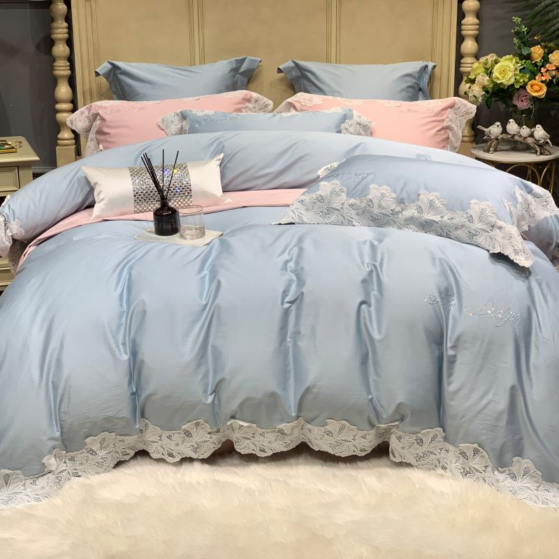 2019新款-高端居家轻奢系列四件套莎桦 床单款1.5m（5英尺）床 莎桦 雾霾蓝