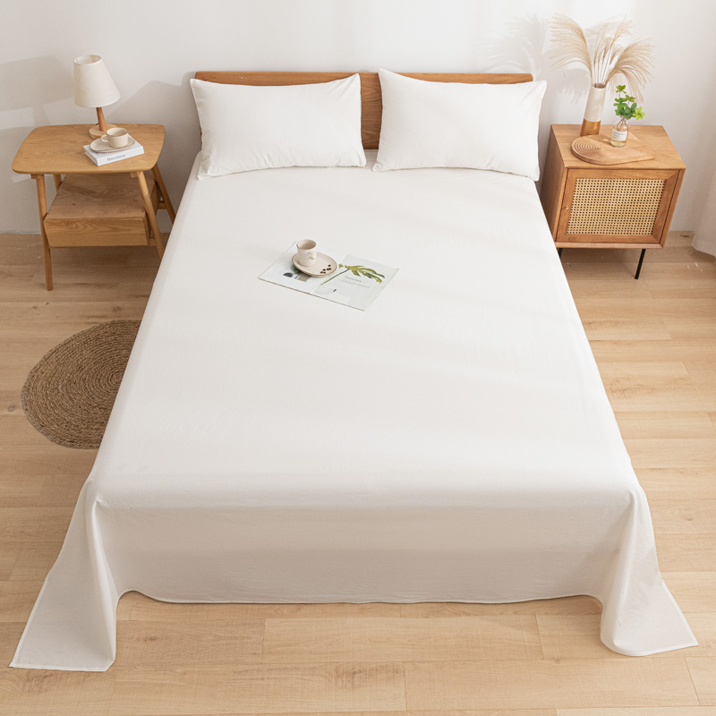 2021新款全棉水洗棉床品套件单品系列-床单 160cm*230cm 本白