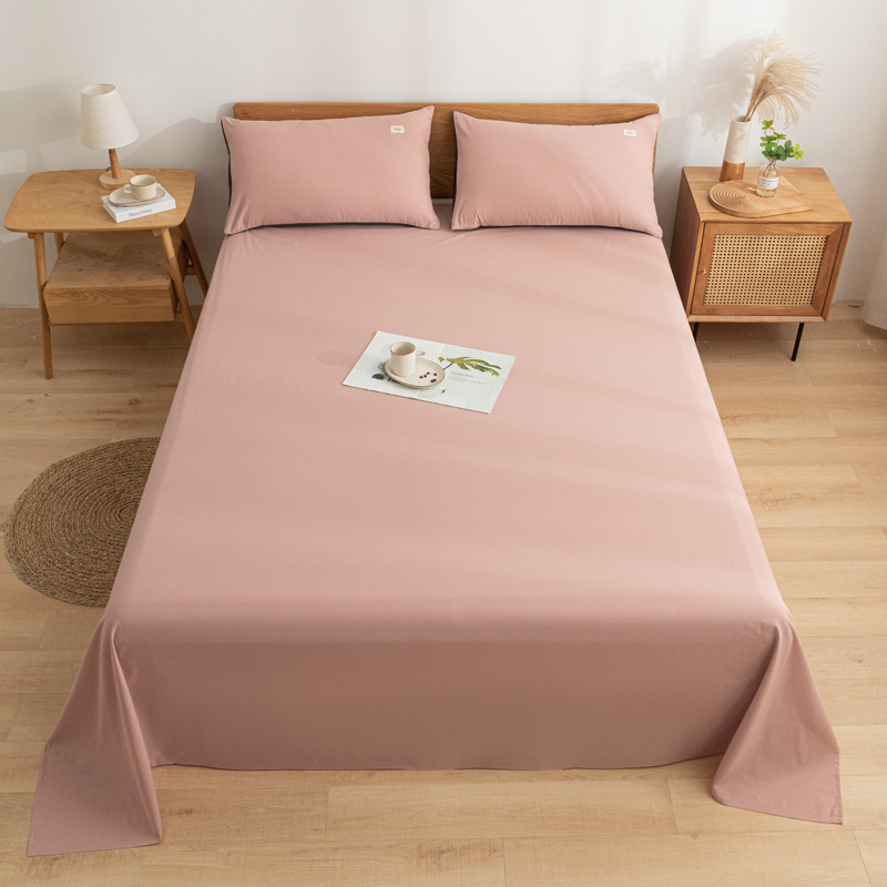 2021新款全棉水洗棉床品套件单品系列-床单 160cm*230cm 豆沙
