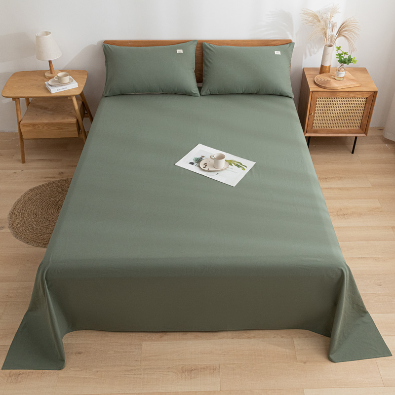 2021新款全棉水洗棉床品套件单品系列-床单 160cm*230cm 复古绿