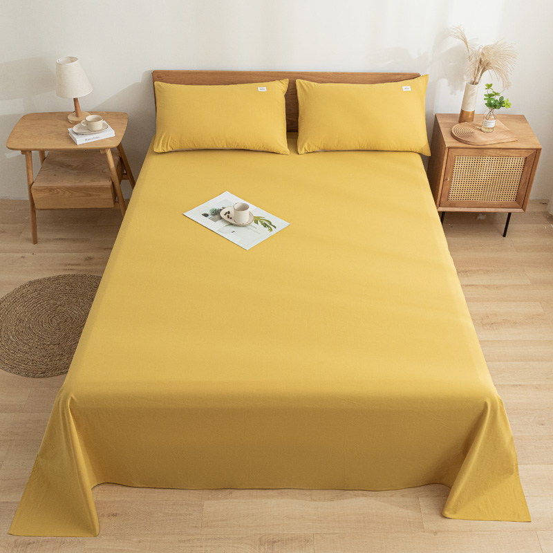 2021新款全棉水洗棉床品套件单品系列-床单 160cm*230cm 杏黄