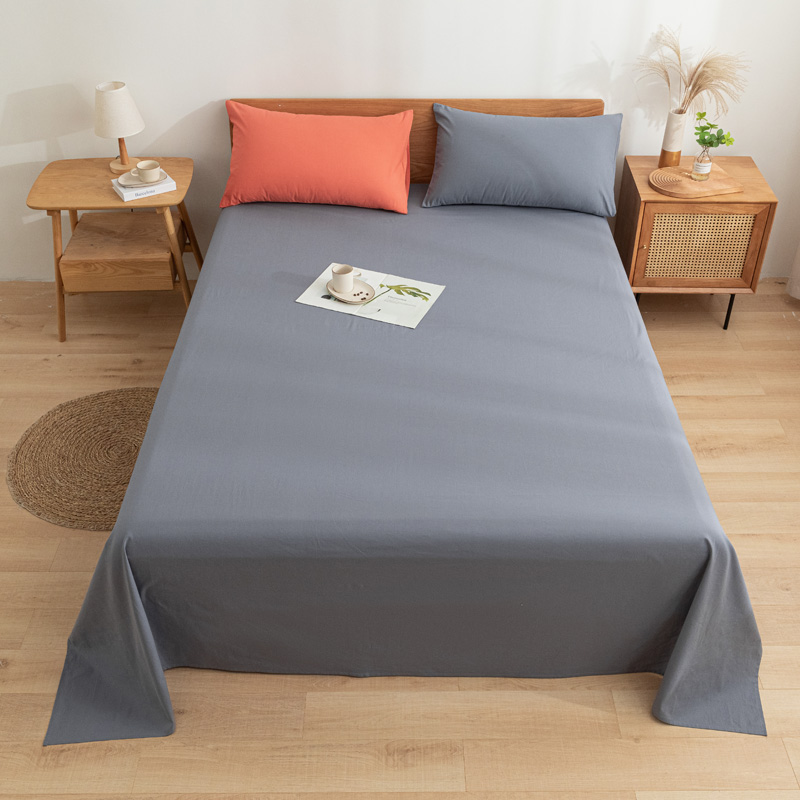 2021新款全棉水洗棉床品套件单品系列-床单 160cm*230cm 紫灰