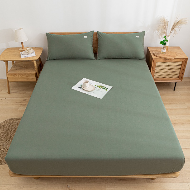 2021新款全棉水洗棉床品套件单品系列-床笠 150cmx200cm 复古绿