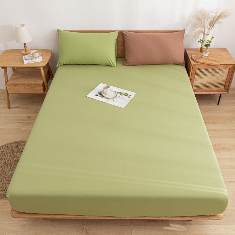 2021新款全棉水洗棉床品套件单品系列-床笠 150cmx200cm 抹茶绿