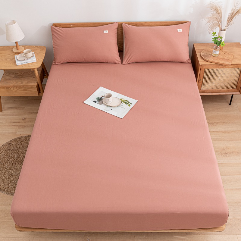 2021新款全棉水洗棉床品套件单品系列-床笠 150cmx200cm 珊瑚红