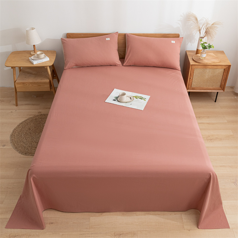 2022新品全棉色织水洗棉单品床单 单床单160*230cm 珊瑚红