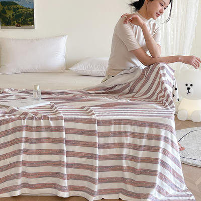 2024新款竹纤维双层纱布毯毛巾被夏凉被针织冷感毯 150x200cm单被 梦幻-豆沙