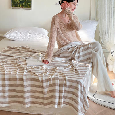 2024新款竹纤维双层纱布毯毛巾被夏凉被针织冷感毯 150x200cm单被 梦幻-驼