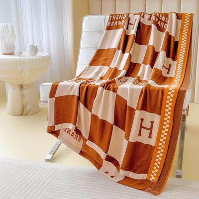 2024新款竹纤维双层纱布毛巾被夏凉被夏季冷感毯 150*200cm 方格H