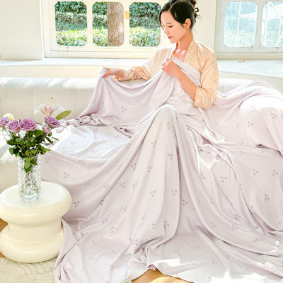 2024新款竹纤维单层毛巾被盖毯夏凉被冷感毯 150*200cm 微凉-紫