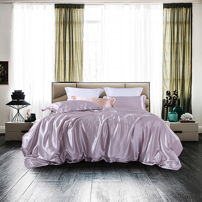 2019新款纯色全真丝四件套 1.8m（6英尺）床 浅紫