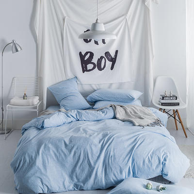 2019新品天竺棉针织四件套 1.5m（5英尺）床（床单款） 蓝白细条
