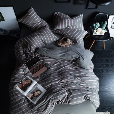 2019新品天竺棉针织四件套 1.5m（5英尺）床（床单款） 紫灰细条