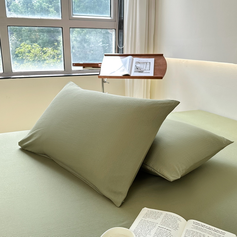 2023新款A类有氧小竺棉枕套单人枕头套一对非纯棉枕套一对装纯色单枕套 48*74cm /对 松石绿