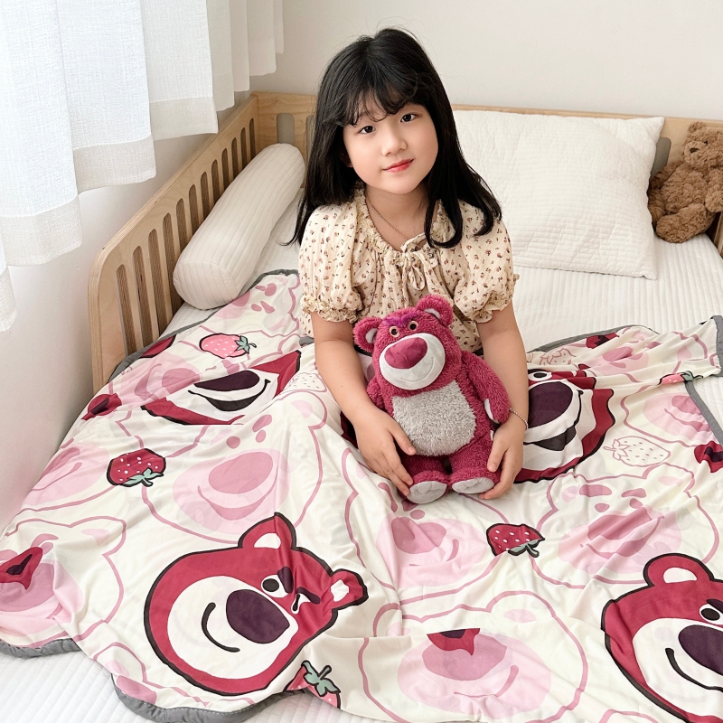 2023新款正版迪士尼竹纤维凉感毯 空调毯 婴儿车盖毯 宝宝抱毯 80*120cm 草莓小熊