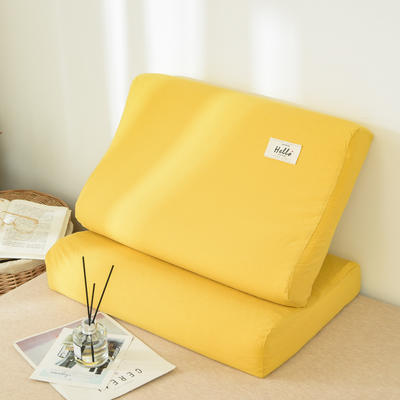 2020新款全棉色织水洗棉乳胶枕套 40cmX60cm/对 香蜜黄