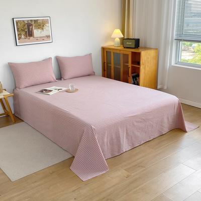 2021新款日式水洗棉色织单床单 120*230cm单床单 粉格