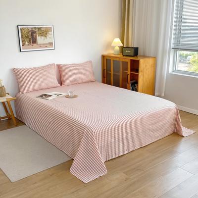 2021新款日式水洗棉色织单床单 120*230cm单床单 蜜粉格