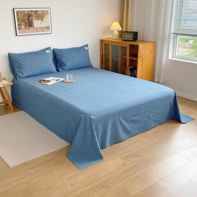 2021新款日式水洗棉色织单床单 120*230cm单床单 牛仔蓝