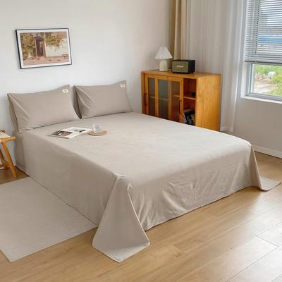 2021新款日式水洗棉色织单床单 120*230cm单床单 浅咖