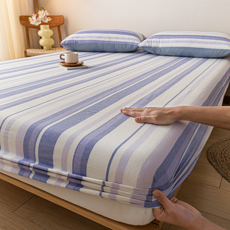 2024新款色织全棉水洗棉单床笠系列 枕套一对 拉斐尔-紫