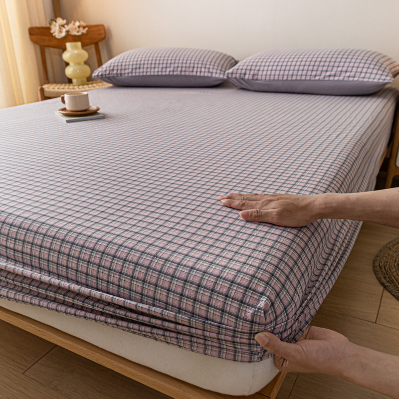 2024新款色织全棉水洗棉单床笠系列 枕套一对 米雅灰紫