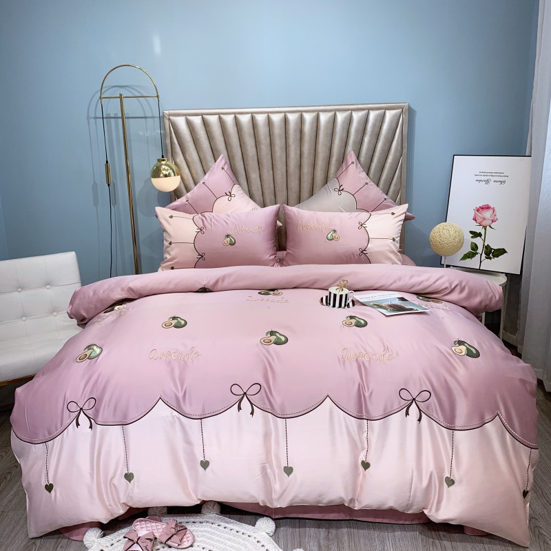 2019新款-水洗真丝四件套—（牛油果小姐） 床单款1.8m（6英尺）床 浅紫-香槟