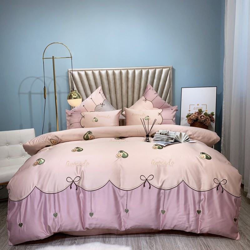 2019新款-水洗真丝四件套—（牛油果小姐） 床单款1.5m（5英尺）床 香槟-浅紫