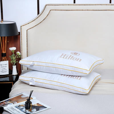 立体烫钻希尔顿枕芯枕头hilton pillow五星酒店烫钻枕芯 低枕-白色