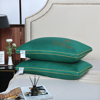 立体烫钻希尔顿枕芯枕头hilton pillow五星酒店烫钻枕芯 低枕-绿色
