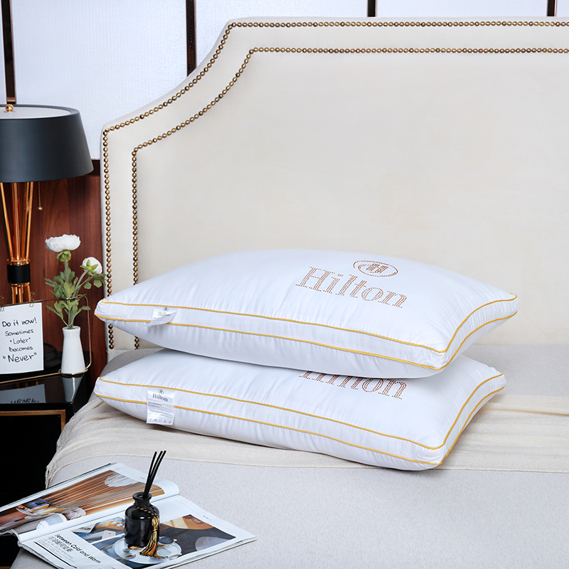 立体烫钻希尔顿枕芯枕头hilton pillow五星酒店烫钻枕芯 高枕-白色