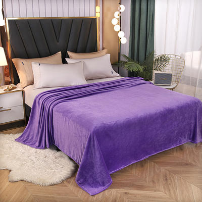 2022新款四季款床单礼品盖毯220克赠品毛毯毯子素色法兰绒毯子纯色法莱绒毛毯 50*70cm（颜色随机） 紫色