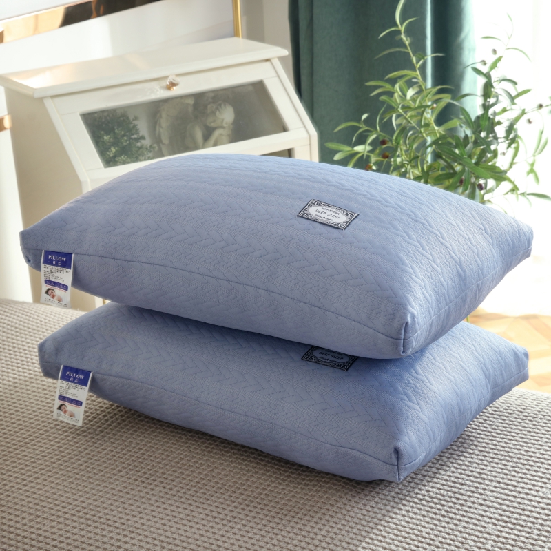2022新款针织棉枕头枕芯 低枕蓝色