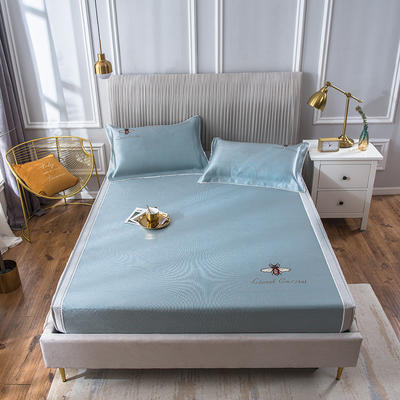 2023新款甜蜜蜜系列冰丝凉席床笠款三件套 1.8m（6英尺）床 甜蜜蜜-碧绿