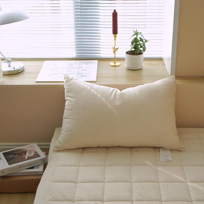 2024新款日式传统棉麻（亚麻）系列--枕芯枕头 48*74cm 米黄