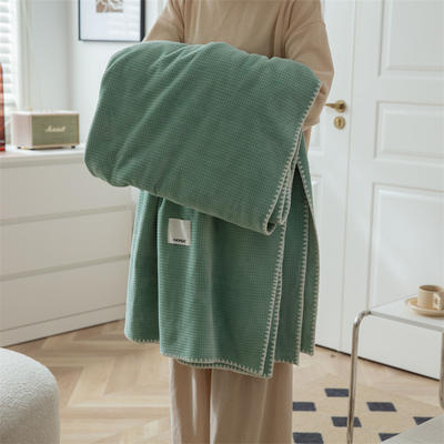 华夫格毛毯 A面华夫绒B面牛奶绒系列毛毯毯子 150*200cm 绿色