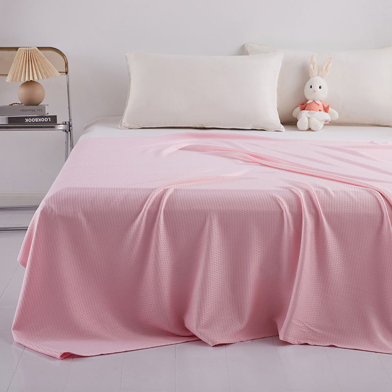 2024新款竹纤维盖毯系列—菱形格竹纤维盖毯 100*120cm 粉色