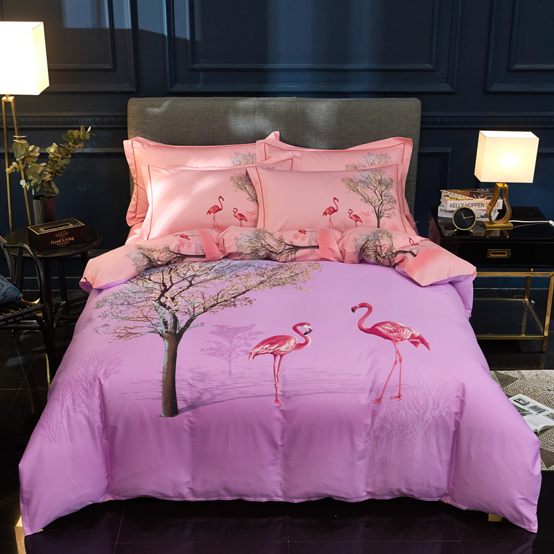 2020新款13372全棉活性大版花卉四件套 1.5m（5英尺）床单款 罗拉之翼紫