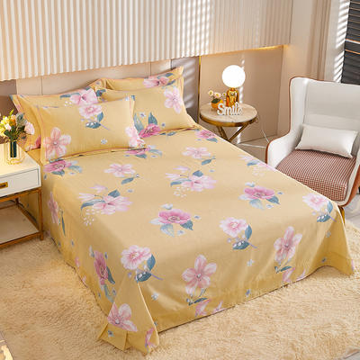 2021年多规格全棉加厚磨毛单品系列-单床单 单床单245*250cm 浪漫花都黄