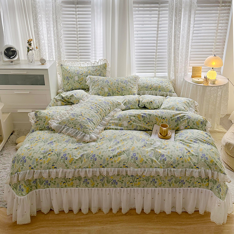 2023新款全棉蕾丝刺绣夹棉床盖系列四件套（单层被套） 1.2m床盖款三件套（单层被套） 蔷薇织梦