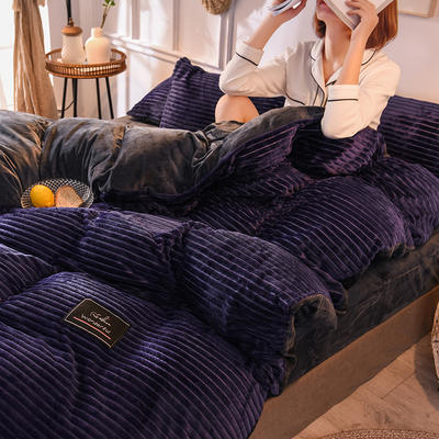 2019加厚魔法绒四件套被套水晶绒宝宝绒套件床上用品 1.5m-1.8m床单款 薰衣紫