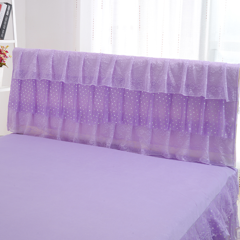 2018新款蕾丝床头罩 150cm宽*50cm高 波点-紫