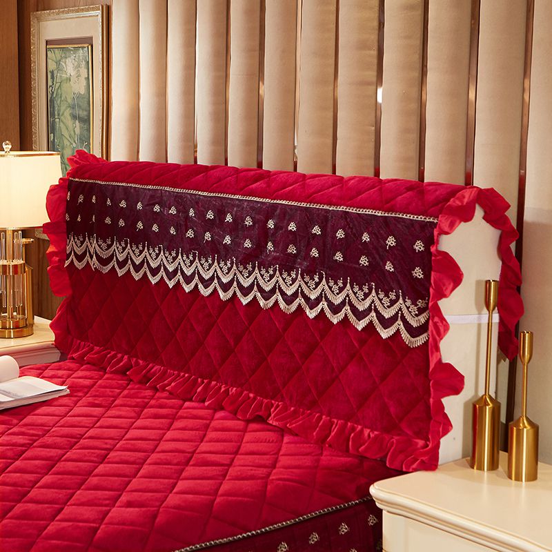 2019新款夹棉纯色法莱绒套件——单品床头罩 1.8m 大红色