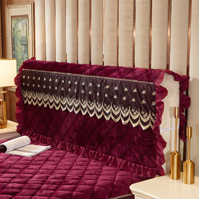 2019新款夹棉纯色法莱绒套件——单品床头罩 1.8m 酒红