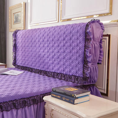 2019新款磨毛夹棉蕾丝套件—床头罩 180*60cm 紫色